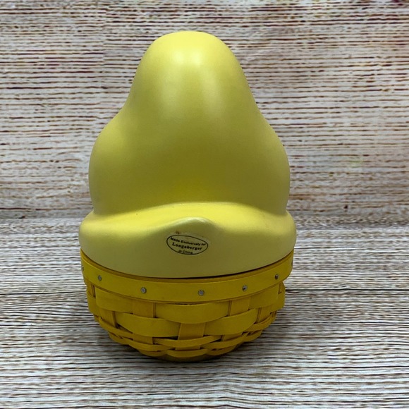 Longaberger Peeps Candy Dish Basket Yellow Ceramic Lid 2012 VLP Signed - Picture 3 of 10